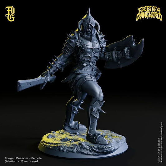MÖRK BORG Female Fanged Deserter Miniature | Wild Fighter Monster Figurine | 32mm Scale - Plague Miniatures