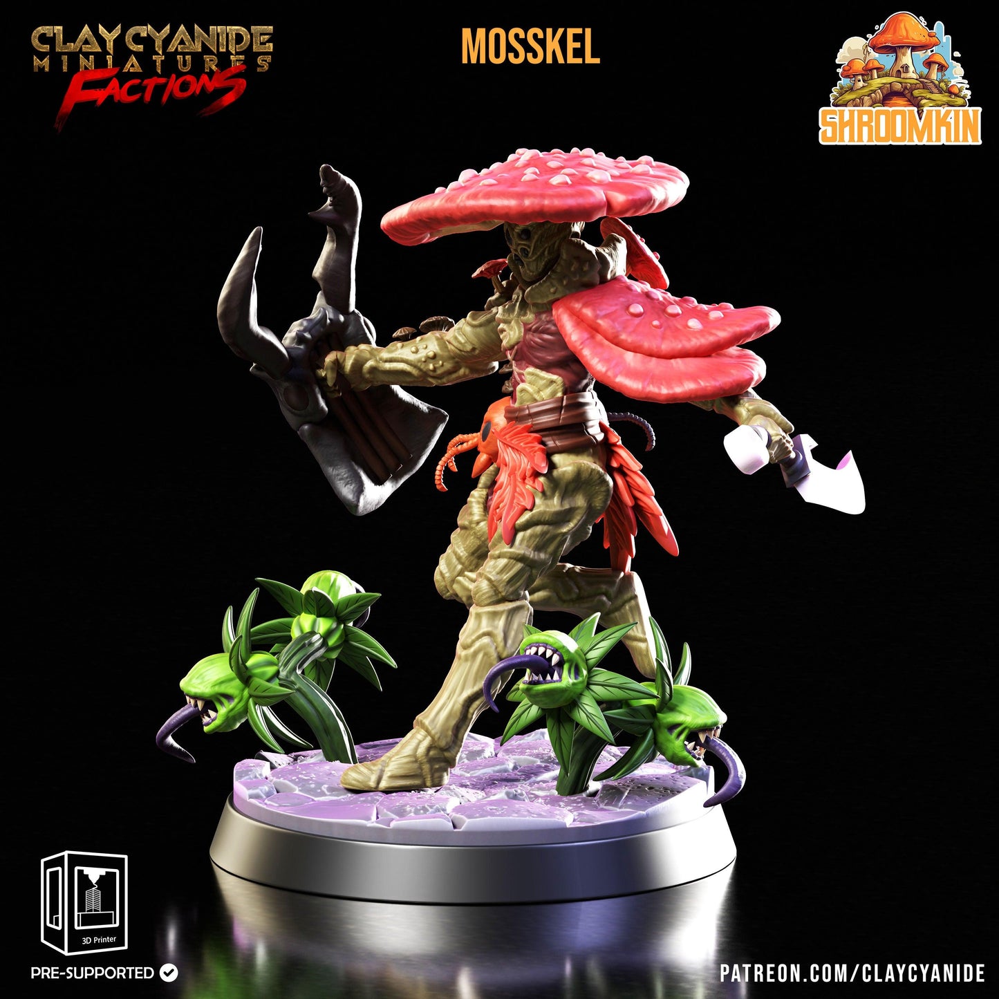 Mosskel Shroomfolk Miniature | Myconid Fungus Folk of Verdant Glades | 32mm Scale - Plague Miniatures