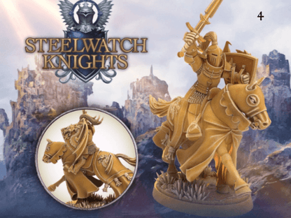 Mounted Paladin miniature Steelwatch | Dragon's Forge | 28mm Scale | DnD Miniature | Dungeons and Dragons | Female Paladin knight - Plague Miniatures