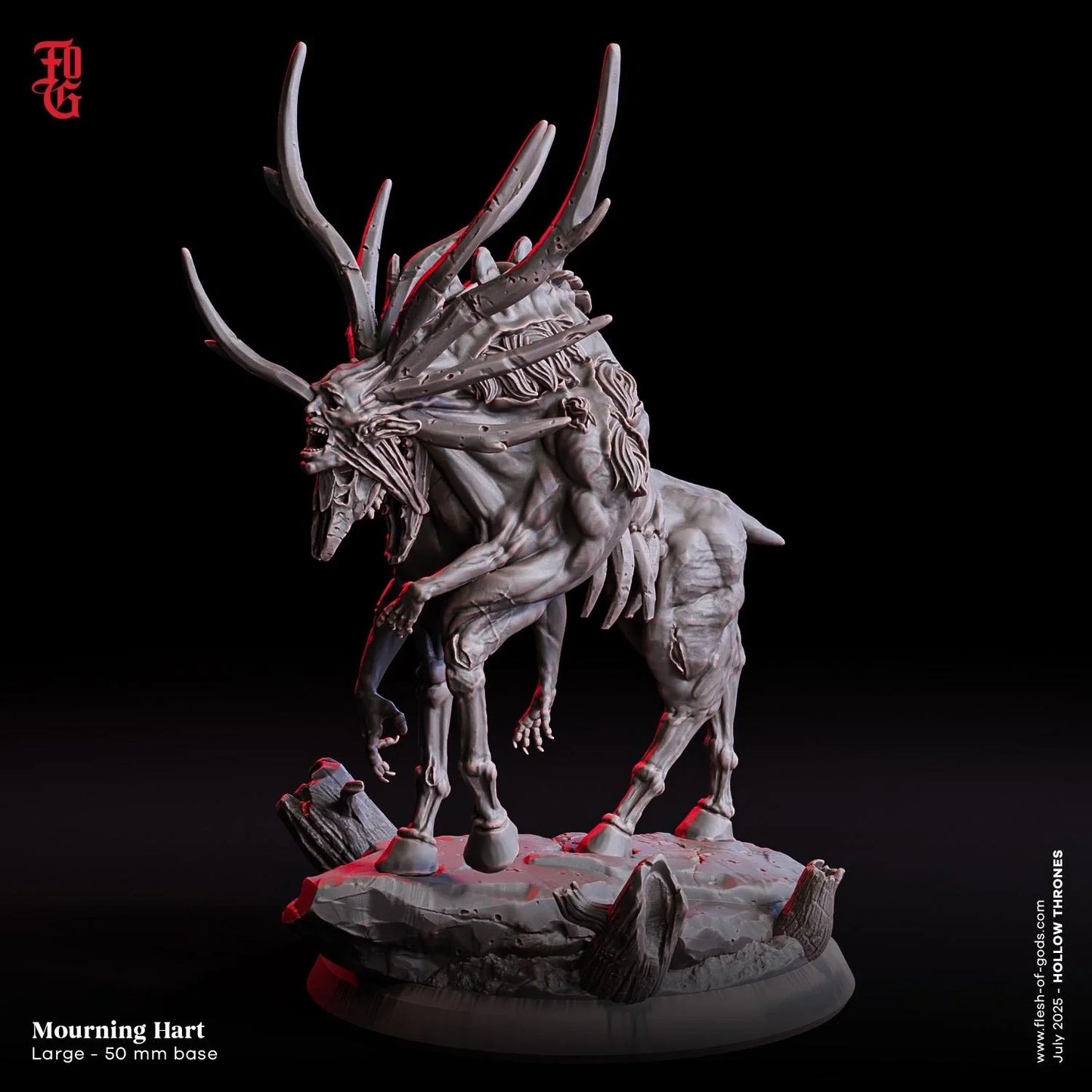 Mourning Hart Beast | Undead Jutten Modder Skeleton Monster Miniature | 50mm Base - Plague Miniatures