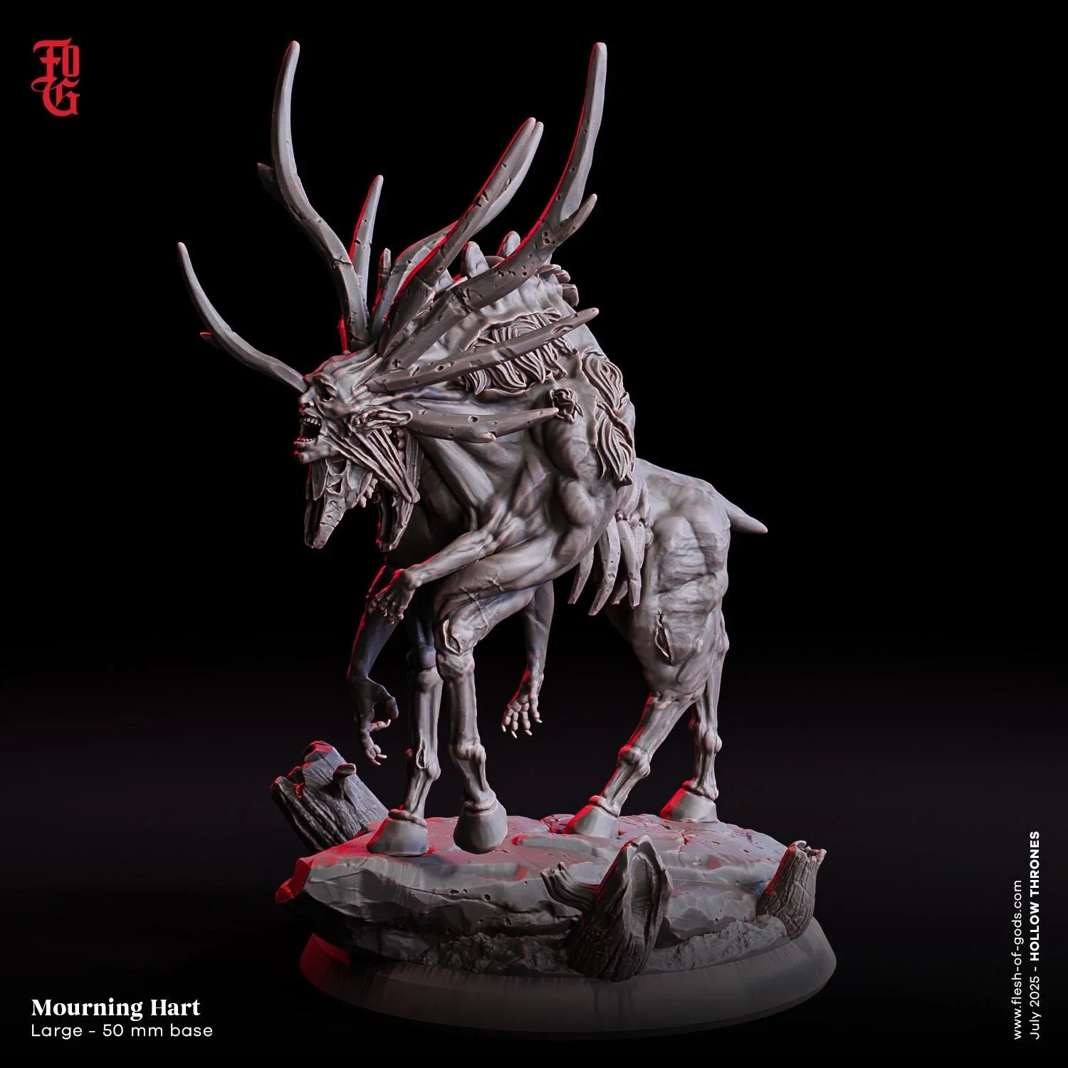 Mourning Hart Beast | Undead Jutten Modder Skeleton Monster Miniature | 50mm Base - Plague Miniatures