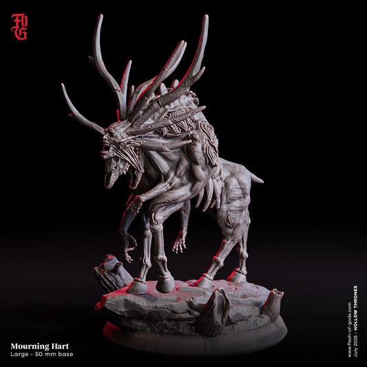 Mourning Hart Beast | Undead Jutten Modder Skeleton Monster Miniature | 50mm Base - Plague Miniatures