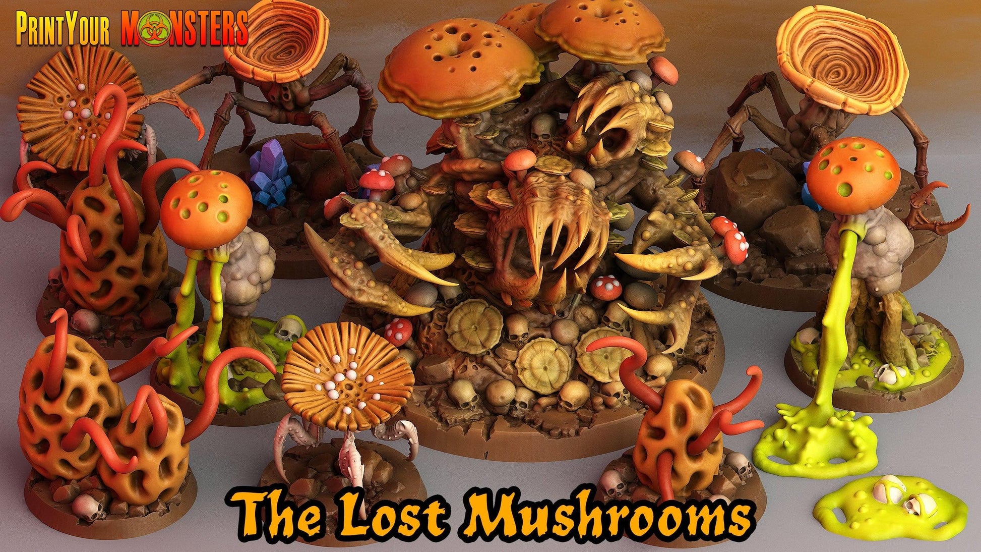 Mushroom Spider Miniatures Set | Fungal Arachnids of the Enchanted Woodlands - Plague Miniatures