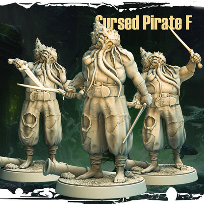 Mutant Cthulhu Pirate Undead Miniature | Monster Figure for Sea Campaigns | 3 poses | 32mm Scale - Plague Miniatures