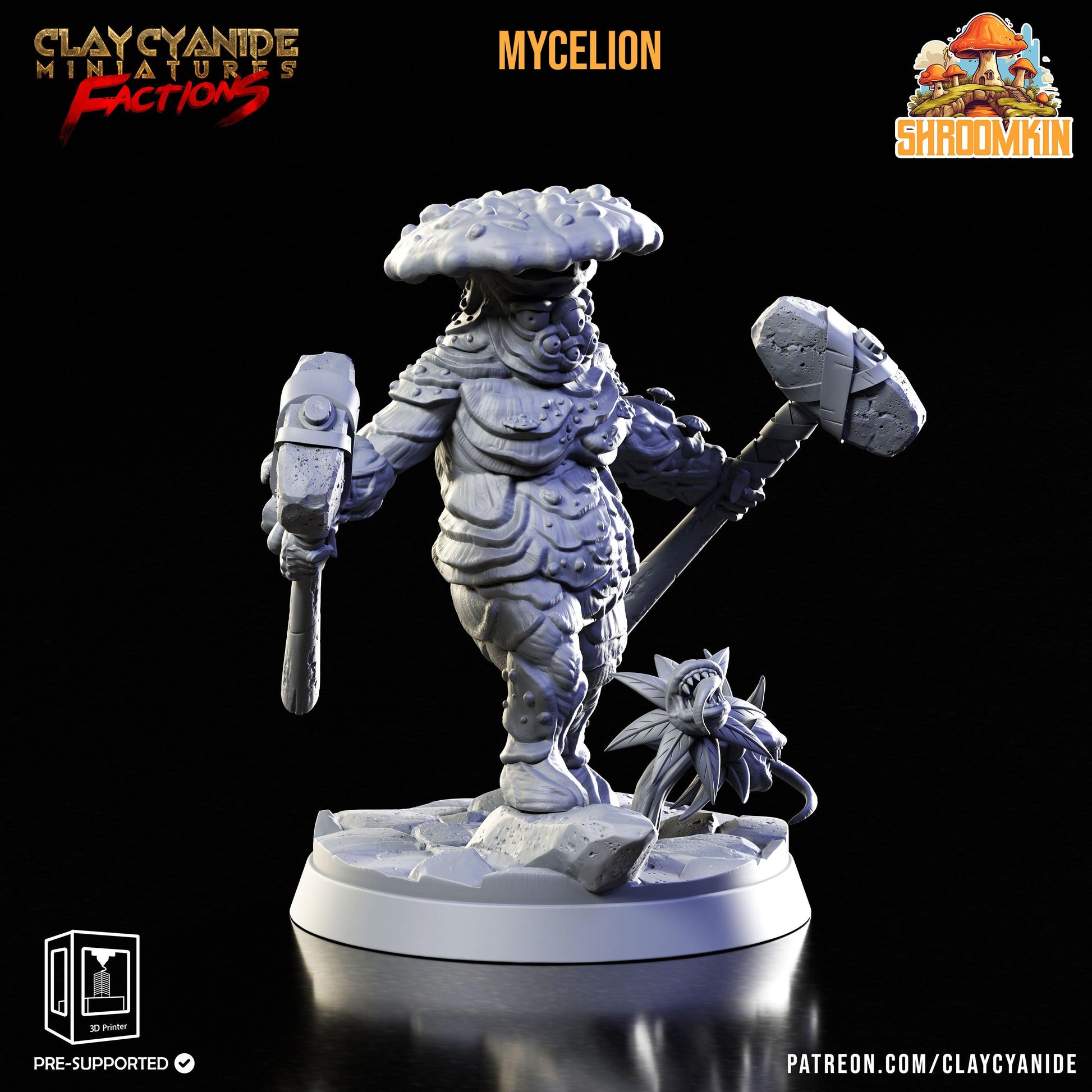 Mycelion Shroomfolk Miniature | Myconid Fungus Folk Monster | 32mm Scale - Plague Miniatures