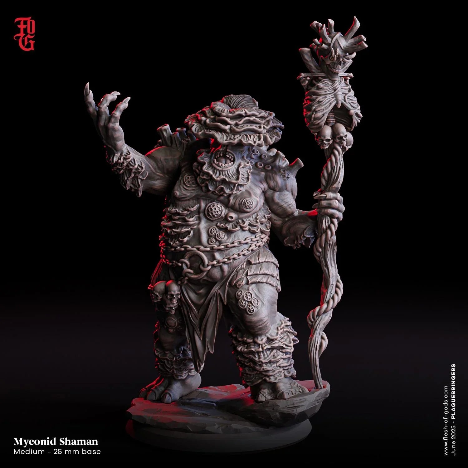 Myconid Shaman | Fungal Folk Plant Monster Miniature | 32mm Scale - Plague Miniatures