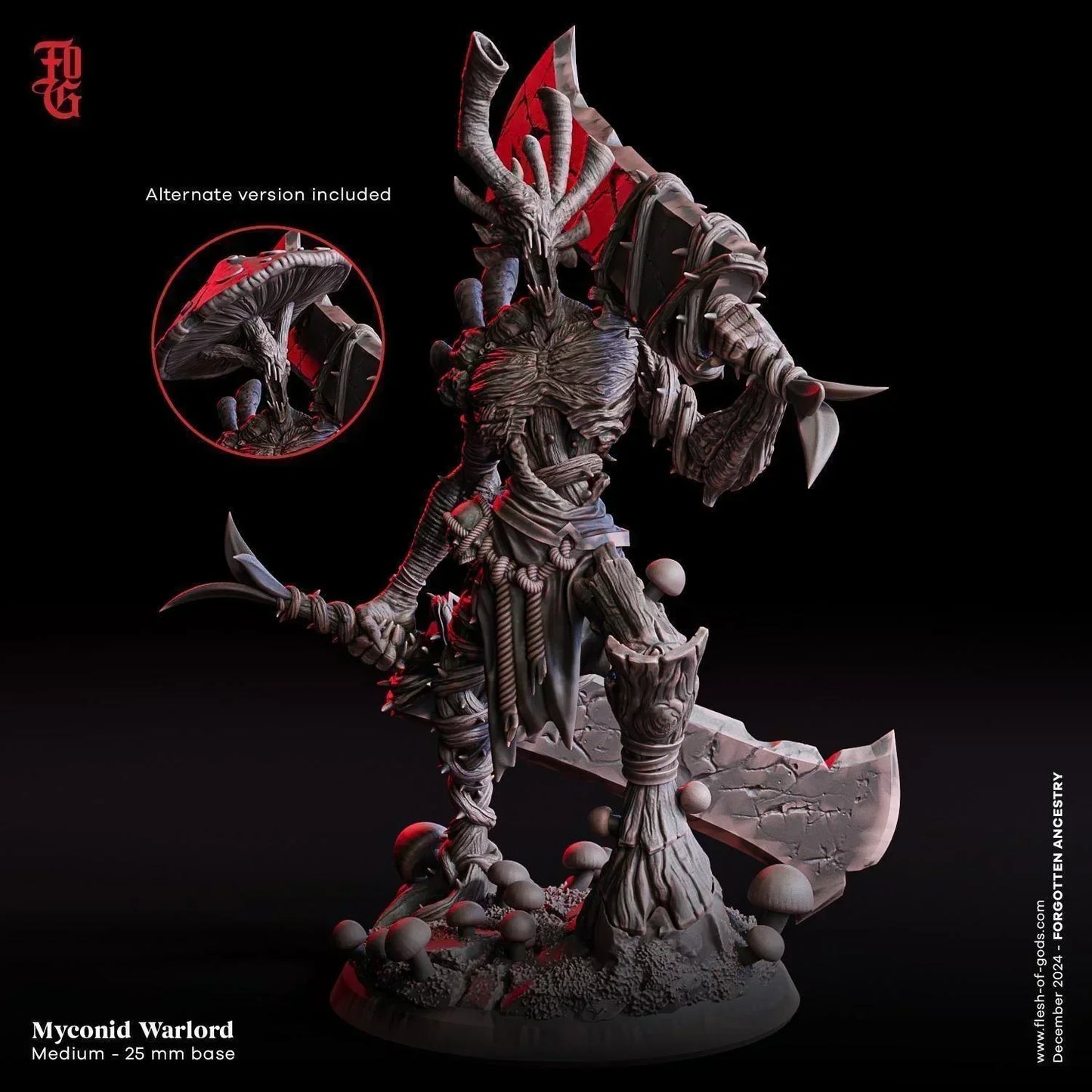 Myconid Warlord Miniature | Shroomkin Monster Figurine for DnD | 32mm Scale - Plague Miniatures