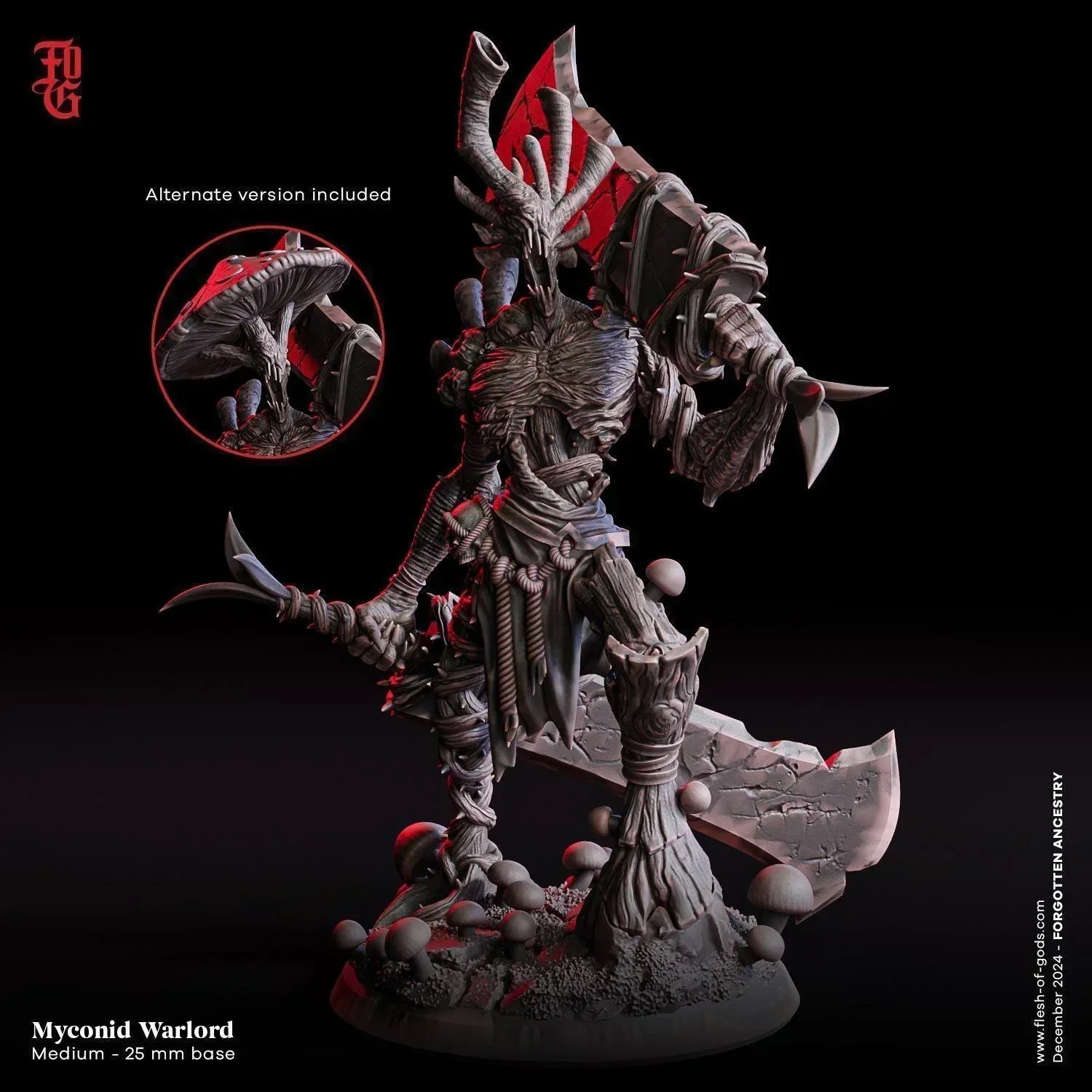 Myconid Warlord Miniature | Shroomkin Monster Figurine for DnD | 32mm Scale - Plague Miniatures