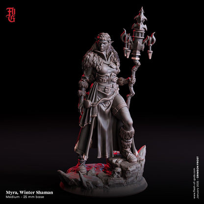 Myra, Winter Shaman Miniature | DnD Vampire Druid Figurine | 32mm Scale or 75mm Scale - Plague Miniatures