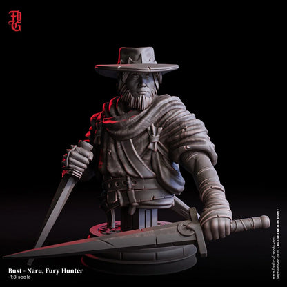Naru, Fury Hunter | Human Ranger Miniature | 32mm Scale or 75mm Scale - Plague Miniatures