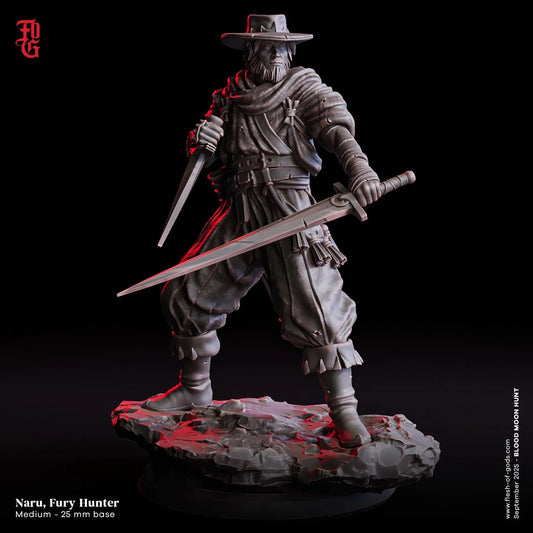 Naru, Fury Hunter | Human Ranger Miniature | 32mm Scale or 75mm Scale - Plague Miniatures