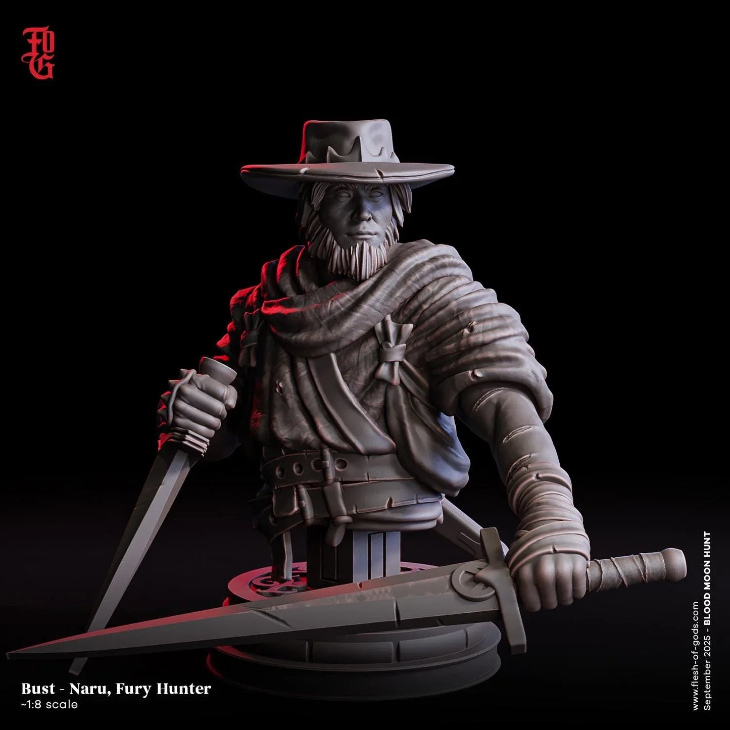 Naru, Fury Hunter | Human Ranger Miniature | 32mm Scale or 75mm Scale - Plague Miniatures