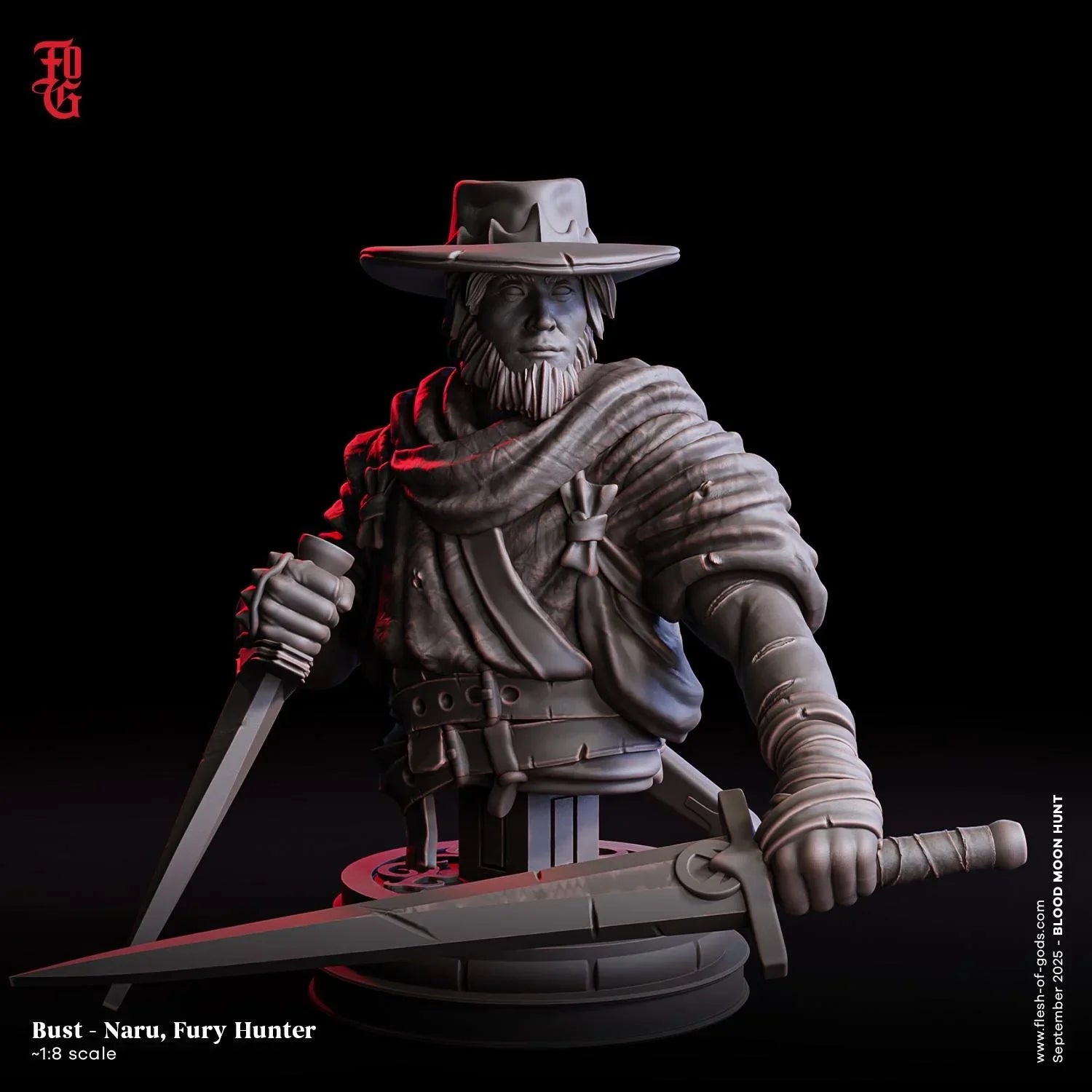 Naru, Fury Hunter | Human Ranger Miniature | 32mm Scale or 75mm Scale - Plague Miniatures