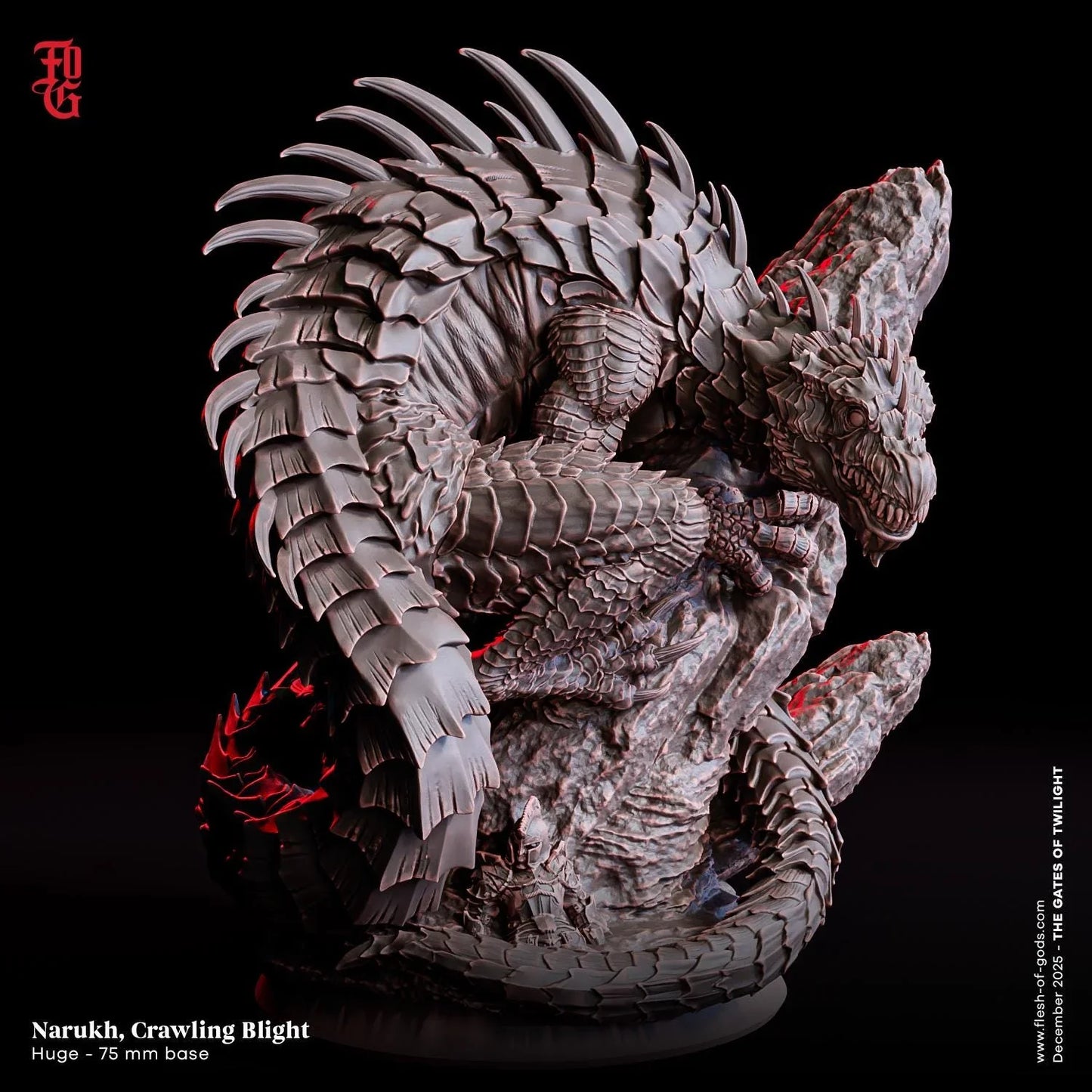 Narukh, Crawling Blight Miniature | Huge Lizard Basilisk Monstrosity Figurine | 75mm Base - Plague Miniatures
