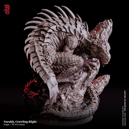 Narukh, Crawling Blight Miniature | Huge Lizard Basilisk Monstrosity Figurine | 75mm Base - Plague Miniatures