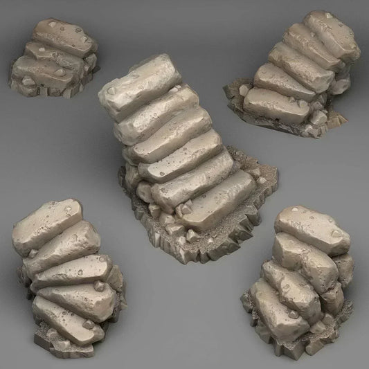 Natural Stone Stairs Miniatures | Dungeon Terrain Set for Tabletop Games | 28mm or 32mm Scale - Plague Miniatures