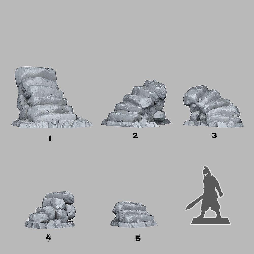 Natural Stone Stairs Miniatures | Dungeon Terrain Set for Tabletop Games | 28mm or 32mm Scale - Plague Miniatures