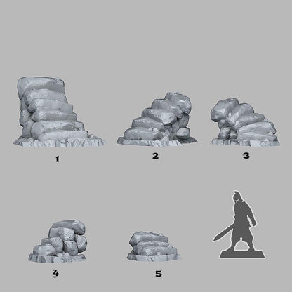 Natural Stone Stairs Miniatures | Dungeon Terrain Set for Tabletop Games | 28mm or 32mm Scale - Plague Miniatures