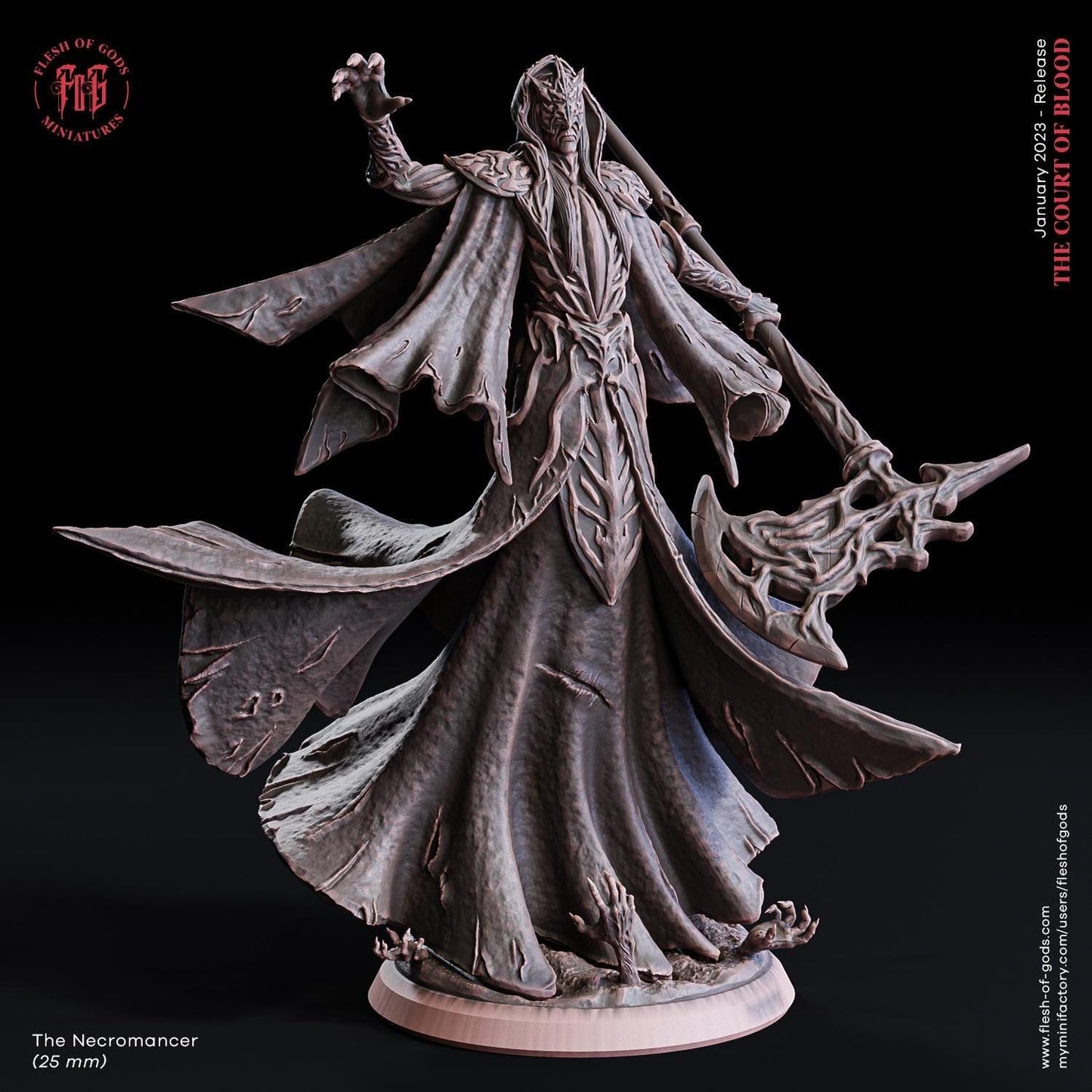 Necromancer Miniature | Death Reaper NPC Figurine | 32mm Scale - Plague Miniatures