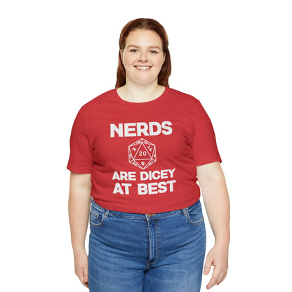 Nerds are Dicey at best | DM shirt | Dungeon Master gift | dnd tshirt | gaming shirt | dungeons and dragons Short Sleeve Tee dice shirt - Plague Miniatures