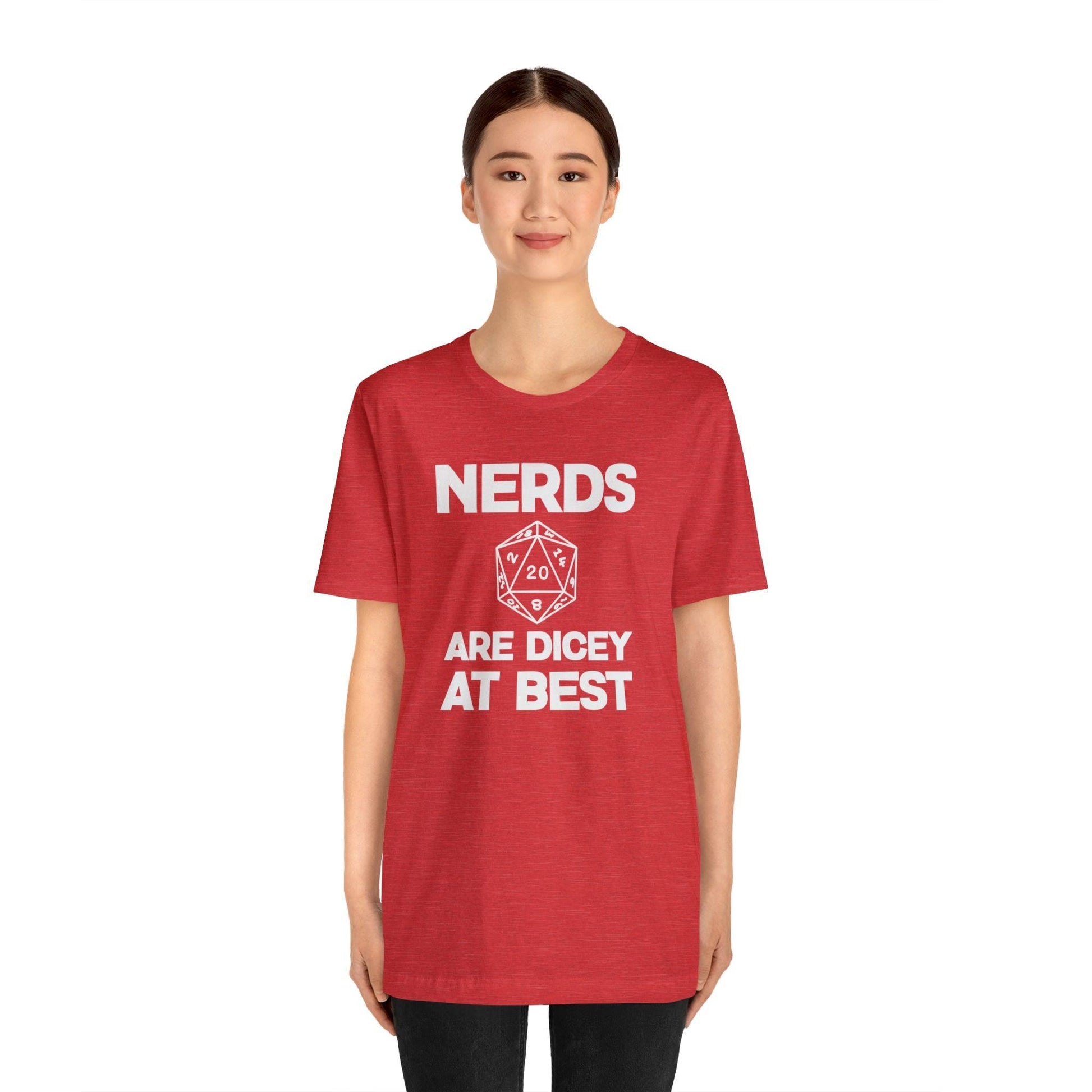 Nerds are Dicey at best | DM shirt | Dungeon Master gift | dnd tshirt | gaming shirt | dungeons and dragons Short Sleeve Tee dice shirt - Plague Miniatures