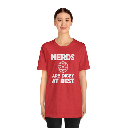 Nerds are Dicey at best | DM shirt | Dungeon Master gift | dnd tshirt | gaming shirt | dungeons and dragons Short Sleeve Tee dice shirt - Plague Miniatures