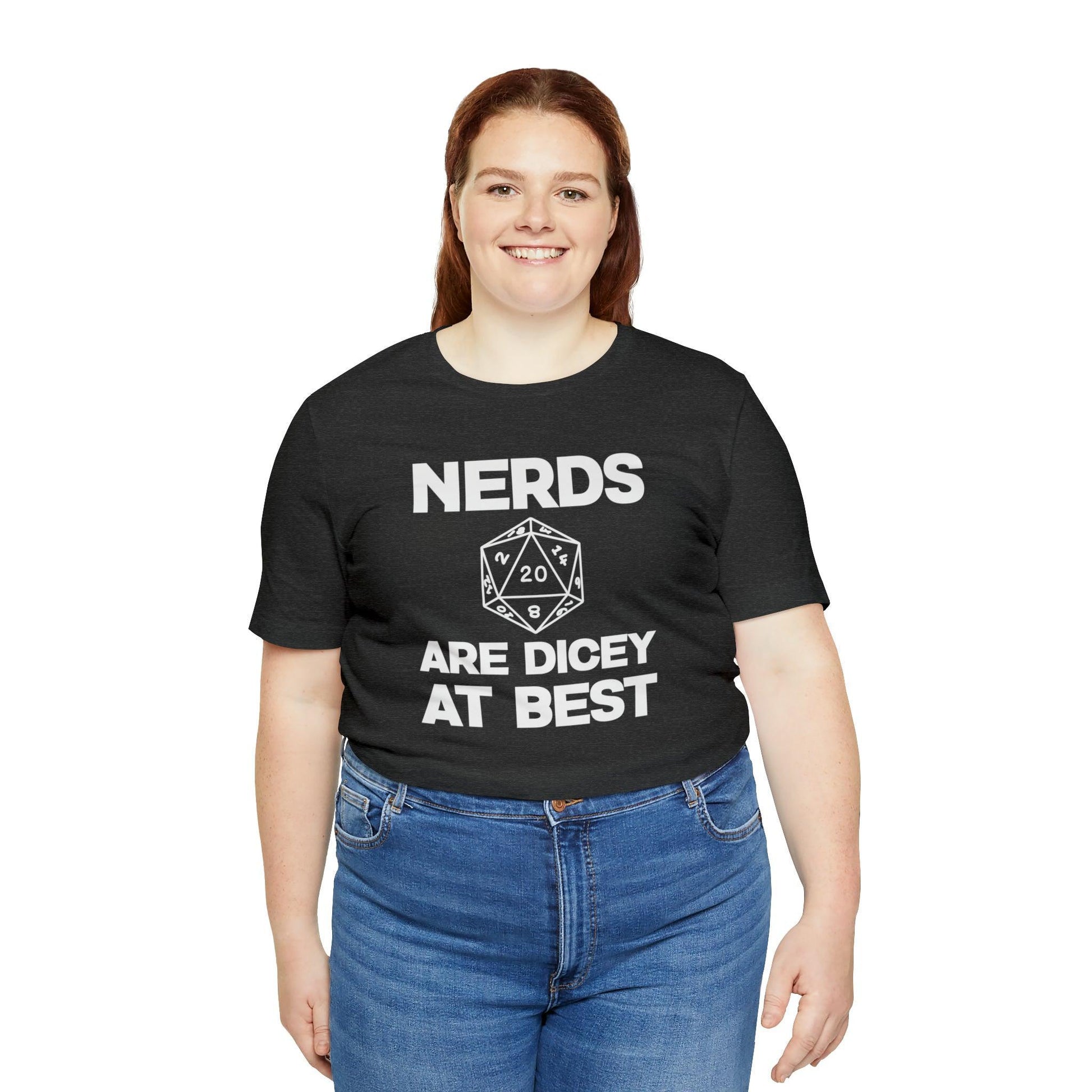 Nerds are Dicey at best | DM shirt | Dungeon Master gift | dnd tshirt | gaming shirt | dungeons and dragons Short Sleeve Tee dice shirt - Plague Miniatures