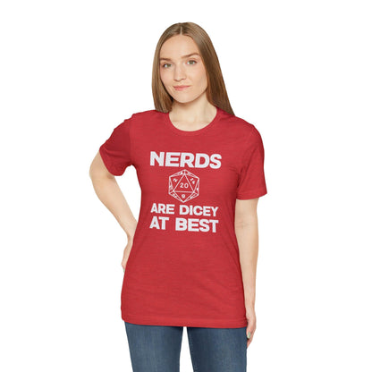 Nerds are Dicey at best | DM shirt | Dungeon Master gift | dnd tshirt | gaming shirt | dungeons and dragons Short Sleeve Tee dice shirt - Plague Miniatures