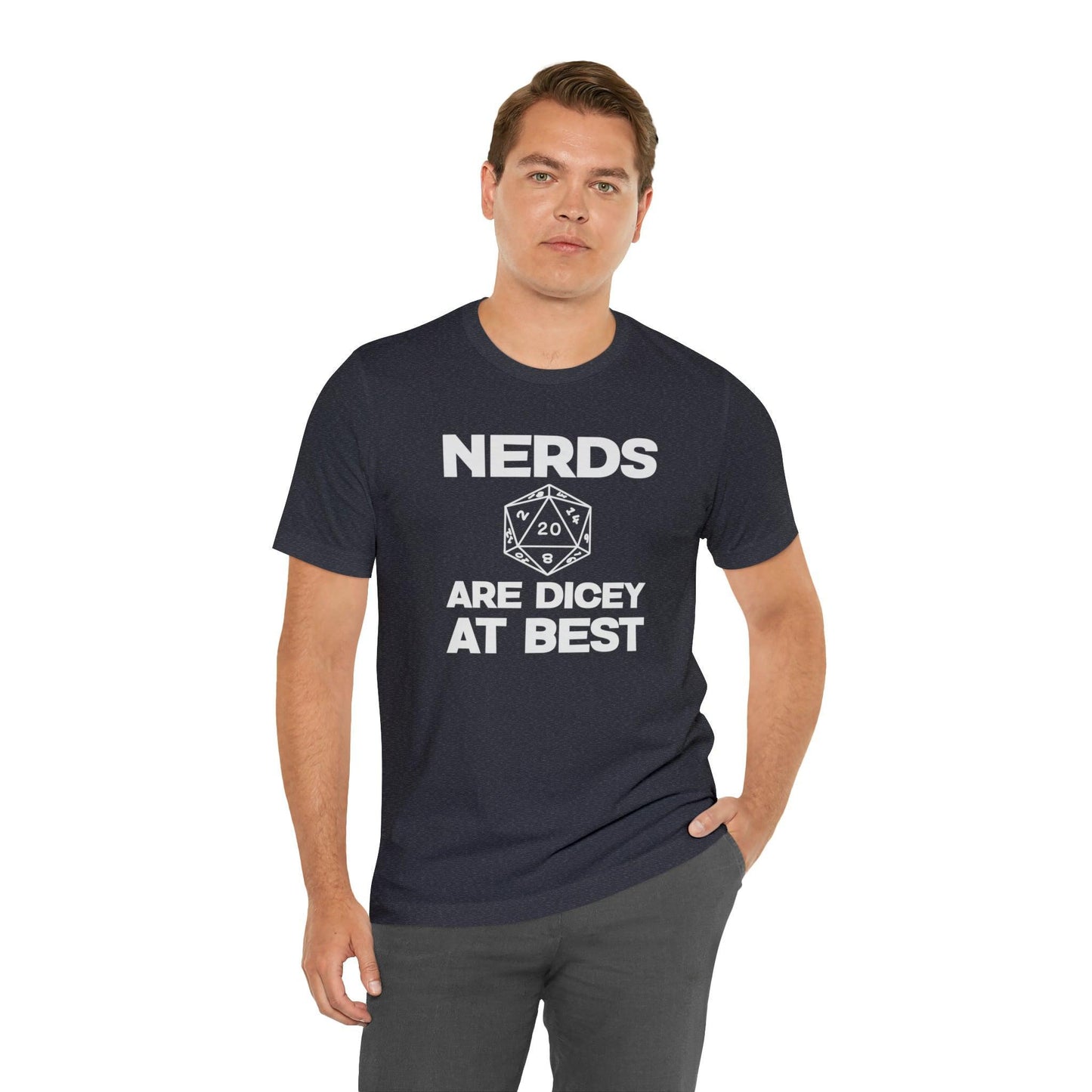 Nerds are Dicey at best | DM shirt | Dungeon Master gift | dnd tshirt | gaming shirt | dungeons and dragons Short Sleeve Tee dice shirt - Plague Miniatures