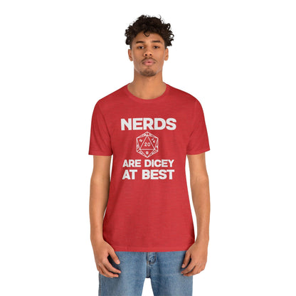 Nerds are Dicey at best | DM shirt | Dungeon Master gift | dnd tshirt | gaming shirt | dungeons and dragons Short Sleeve Tee dice shirt - Plague Miniatures