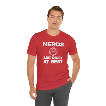 Nerds are Dicey at best | DM shirt | Dungeon Master gift | dnd tshirt | gaming shirt | dungeons and dragons Short Sleeve Tee dice shirt - Plague Miniatures