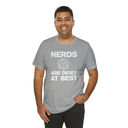 Nerds are Dicey at best | DM shirt | Dungeon Master gift | dnd tshirt | gaming shirt | dungeons and dragons Short Sleeve Tee dice shirt - Plague Miniatures
