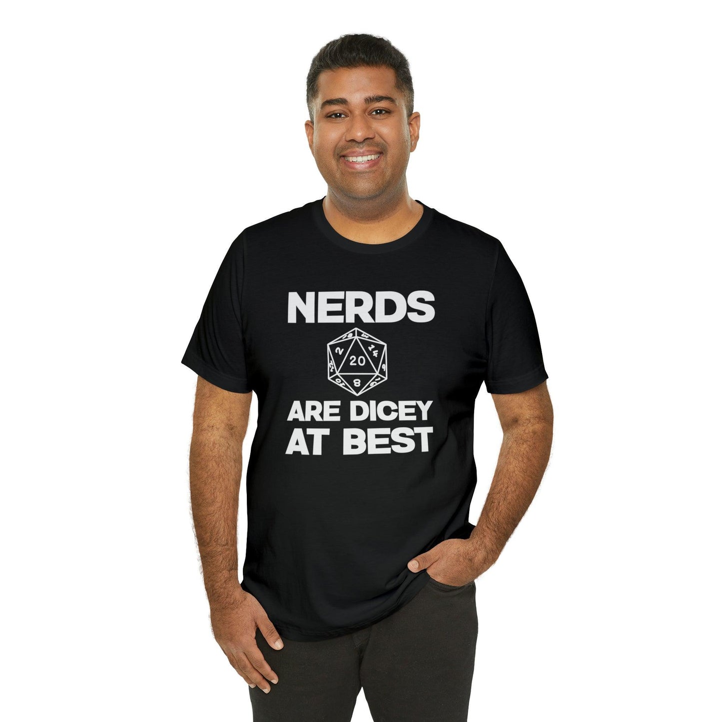 Nerds are Dicey at best | DM shirt | Dungeon Master gift | dnd tshirt | gaming shirt | dungeons and dragons Short Sleeve Tee dice shirt - Plague Miniatures