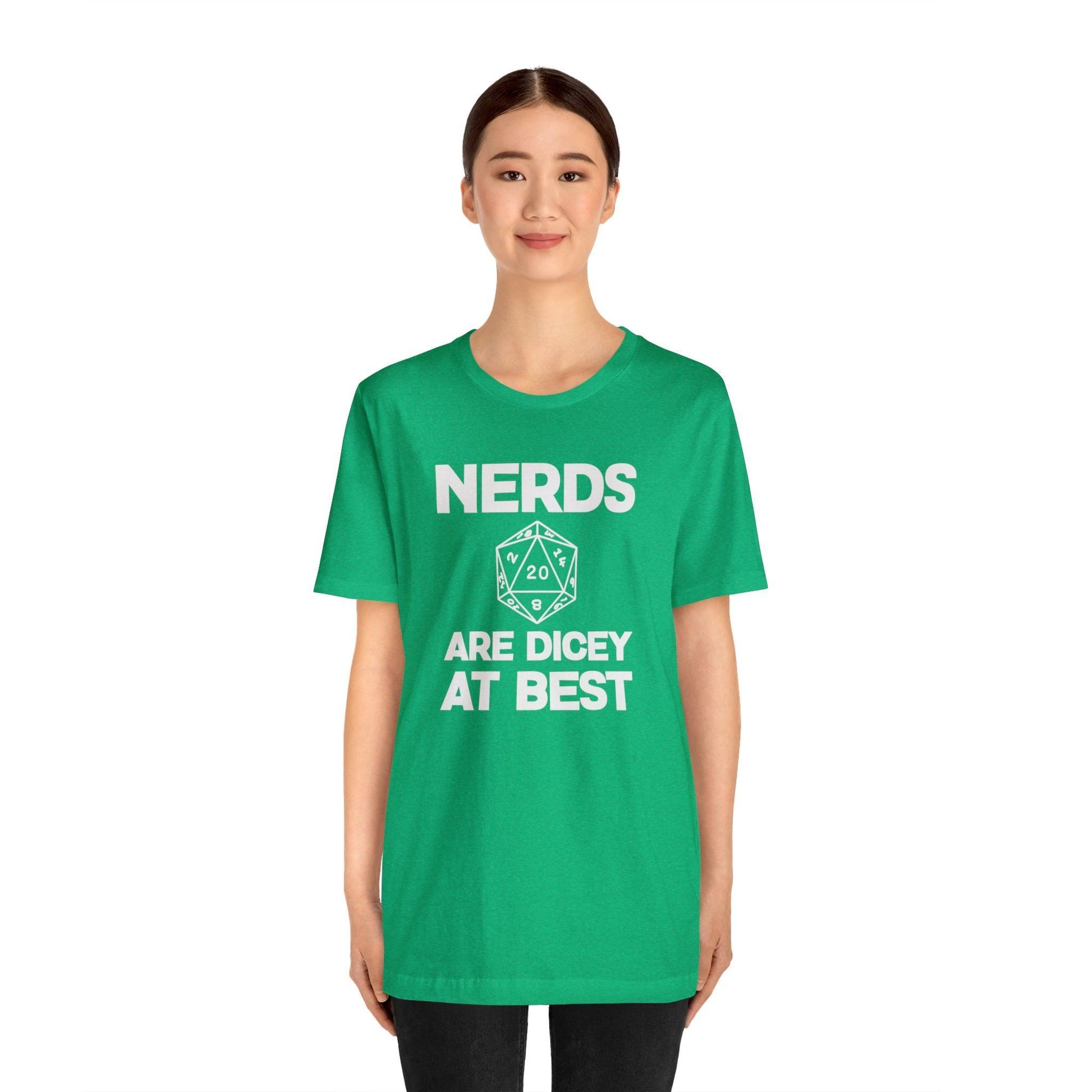 Nerds are Dicey at best | DM shirt | Dungeon Master gift | dnd tshirt | gaming shirt | dungeons and dragons Short Sleeve Tee dice shirt - Plague Miniatures