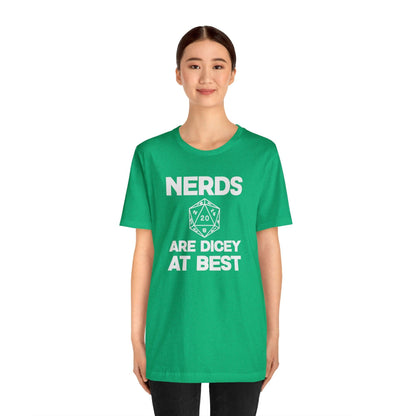 Nerds are Dicey at best | DM shirt | Dungeon Master gift | dnd tshirt | gaming shirt | dungeons and dragons Short Sleeve Tee dice shirt - Plague Miniatures