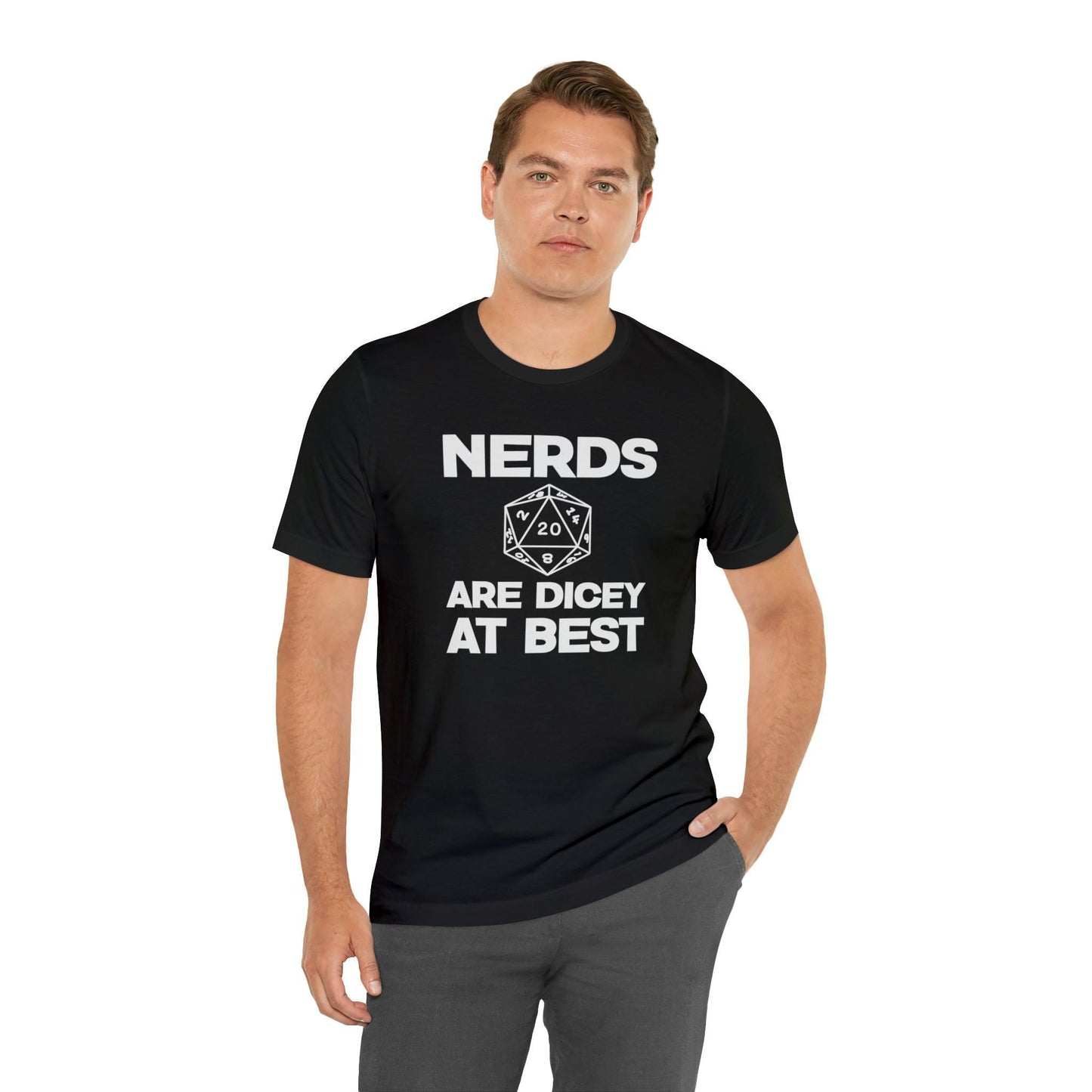 Nerds are Dicey at best | DM shirt | Dungeon Master gift | dnd tshirt | gaming shirt | dungeons and dragons Short Sleeve Tee dice shirt - Plague Miniatures