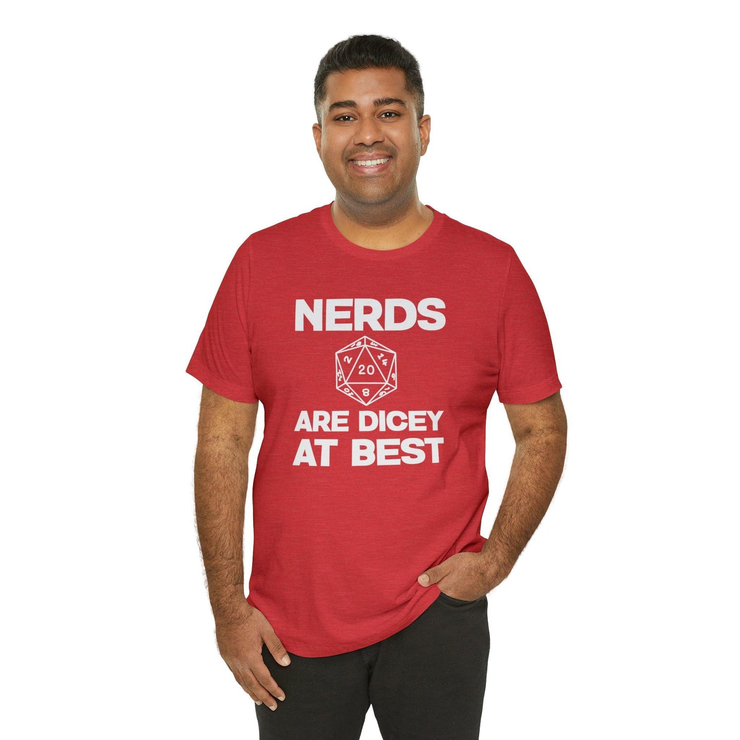 Nerds are Dicey at best | DM shirt | Dungeon Master gift | dnd tshirt | gaming shirt | dungeons and dragons Short Sleeve Tee dice shirt - Plague Miniatures