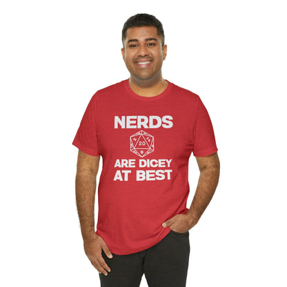 Nerds are Dicey at best | DM shirt | Dungeon Master gift | dnd tshirt | gaming shirt | dungeons and dragons Short Sleeve Tee dice shirt - Plague Miniatures