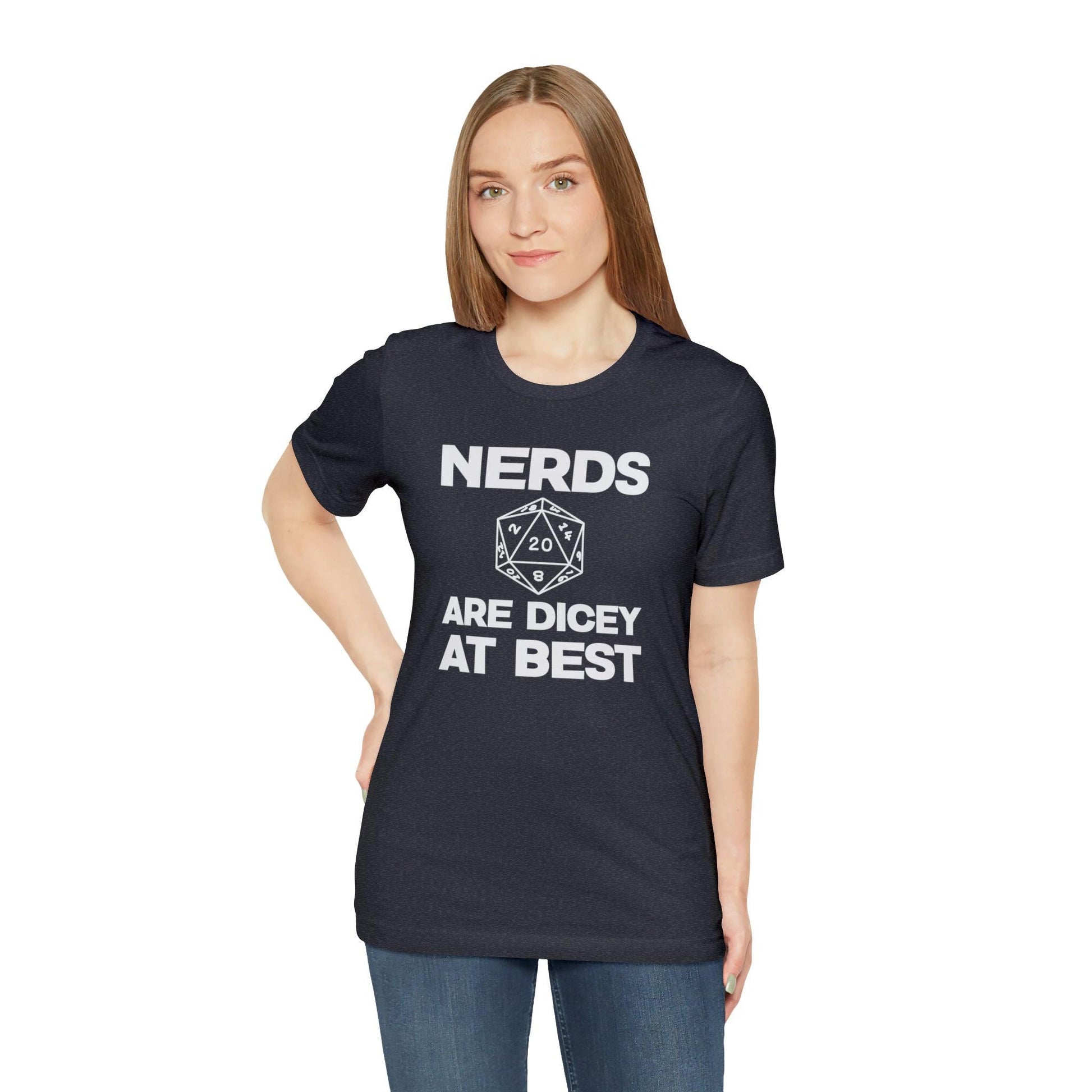 Nerds are Dicey at best | DM shirt | Dungeon Master gift | dnd tshirt | gaming shirt | dungeons and dragons Short Sleeve Tee dice shirt - Plague Miniatures