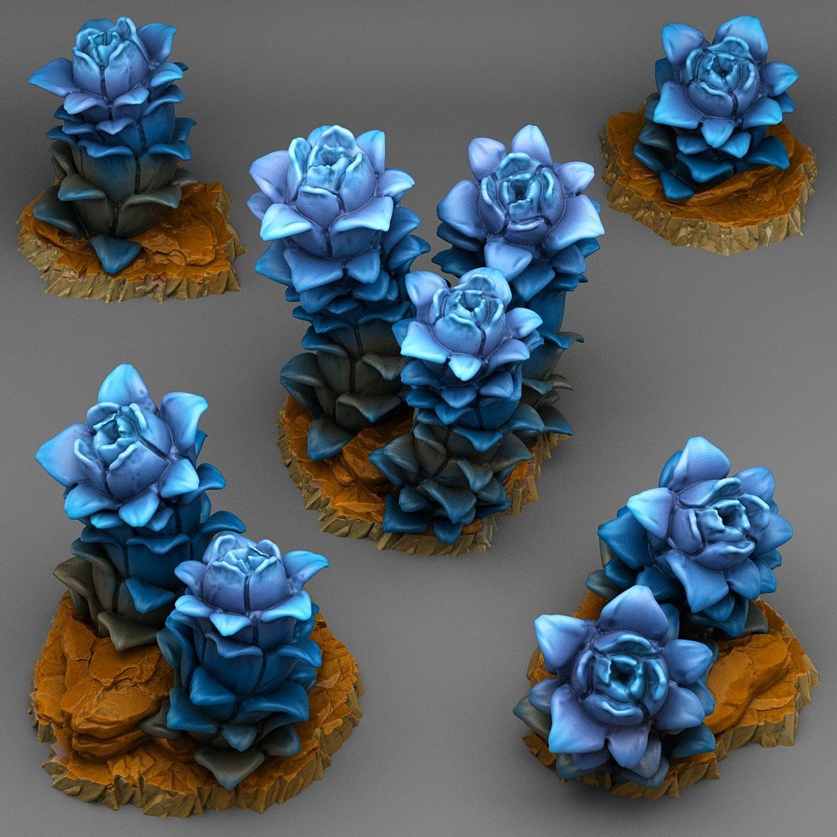 Night Desert Plant Miniatures | Wargaming Terrain Set of 5 | 28mm Scale or 32mm Scale - Plague Miniatures