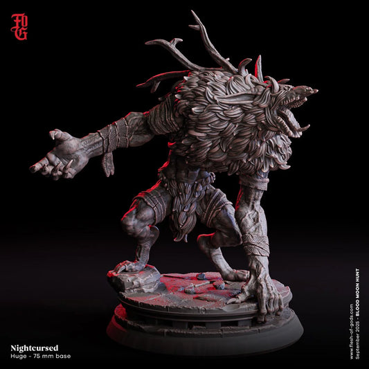 Nightcursed Werewolf | Huge Hybrid Monster Miniature | 75mm Base - Plague Miniatures