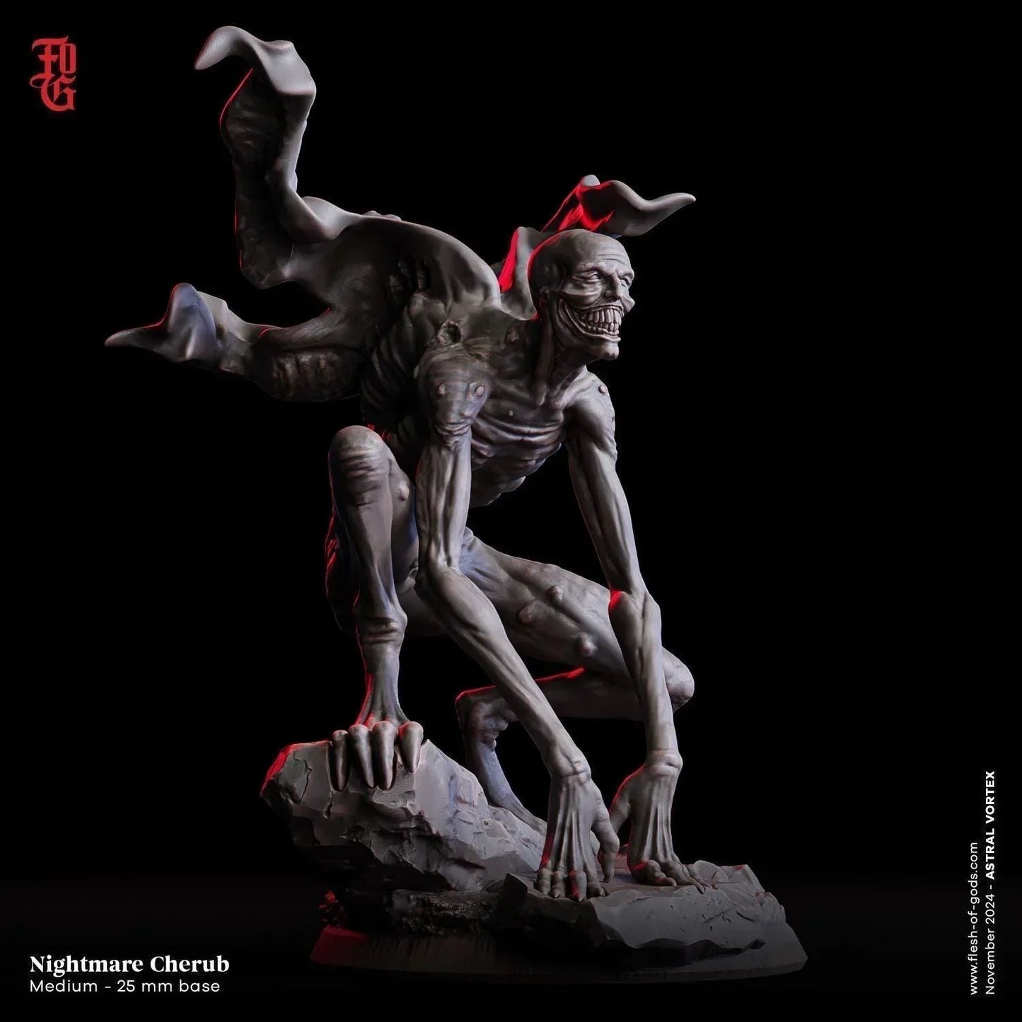Nightmare Cherub Miniature | Horror Demon Monster Figurine | 32mm Scale - Plague Miniatures