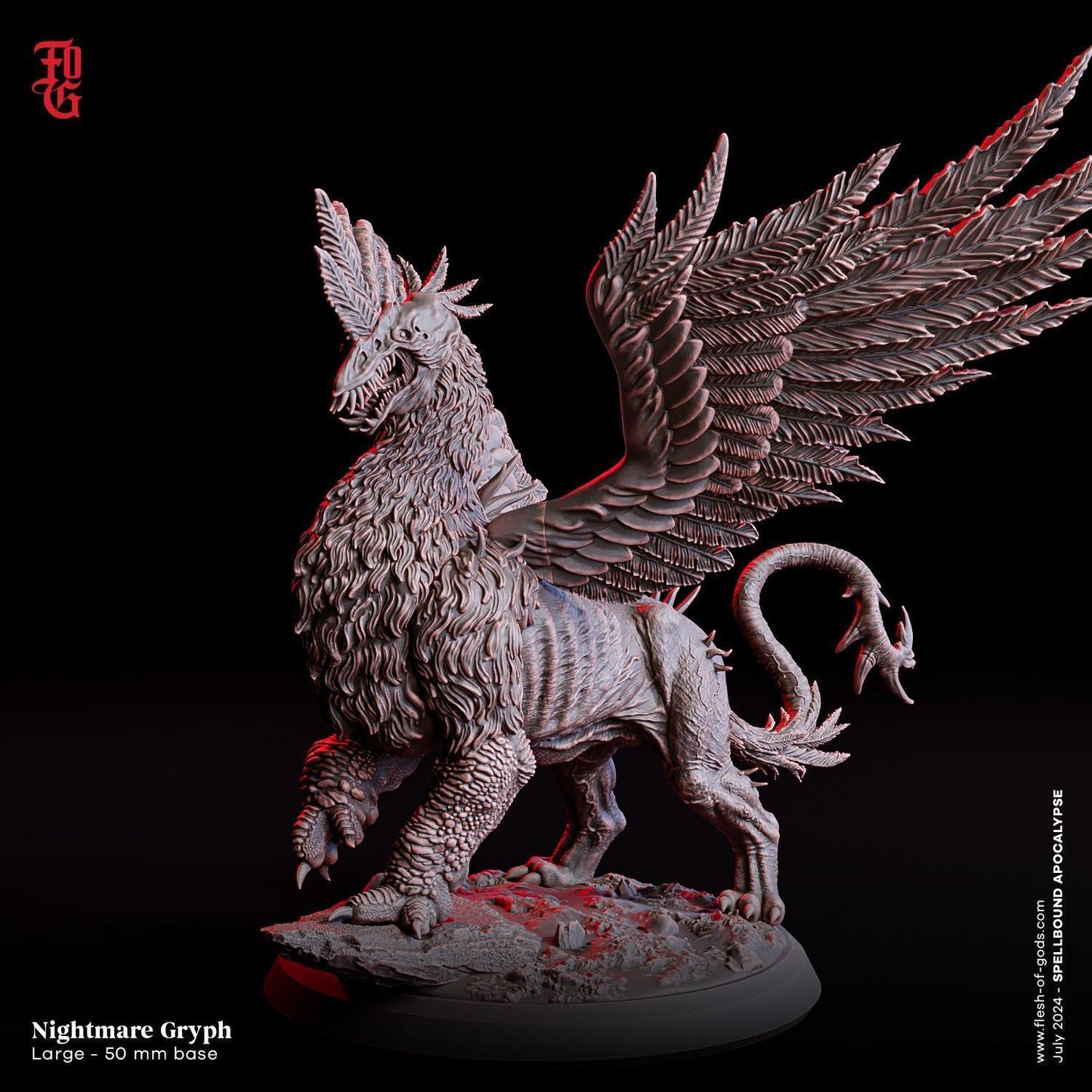 Nightmare Gryph Miniature | Bird Hybrid Monster | 50mm Base - Plague Miniatures