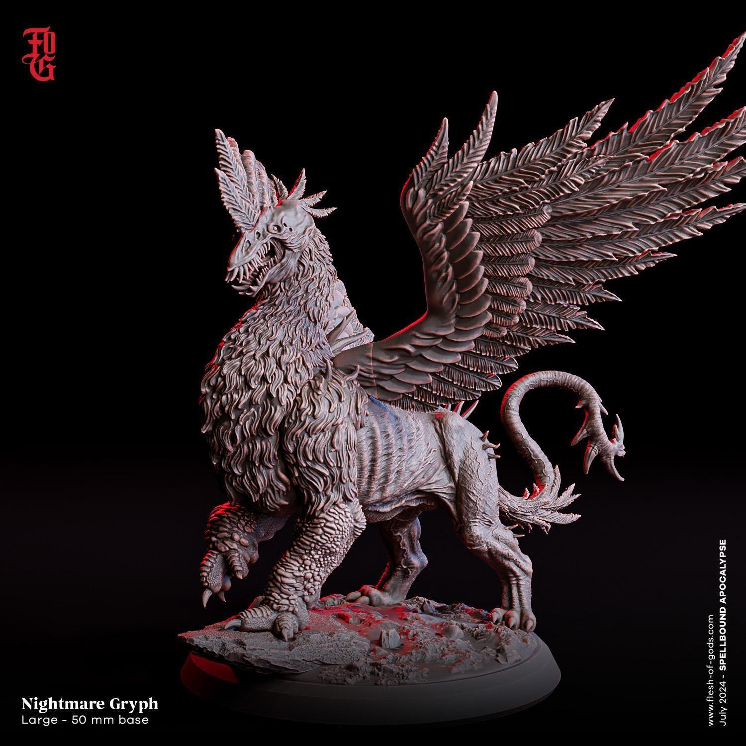 Nightmare Gryph Miniature | Bird Hybrid Monster | 50mm Base - Plague Miniatures