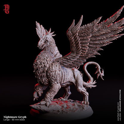 Nightmare Gryph Miniature | Bird Hybrid Monster | 50mm Base - Plague Miniatures