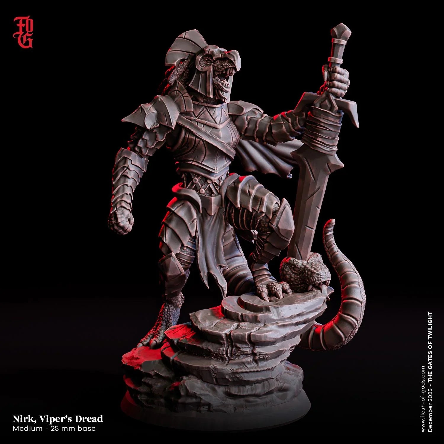 Nirok, Viper’s Dread Miniature | Serpentfolk Lizardfolk Humanoid Monster Figurine | 32mm Scale or 75mm Scale - Plague Miniatures