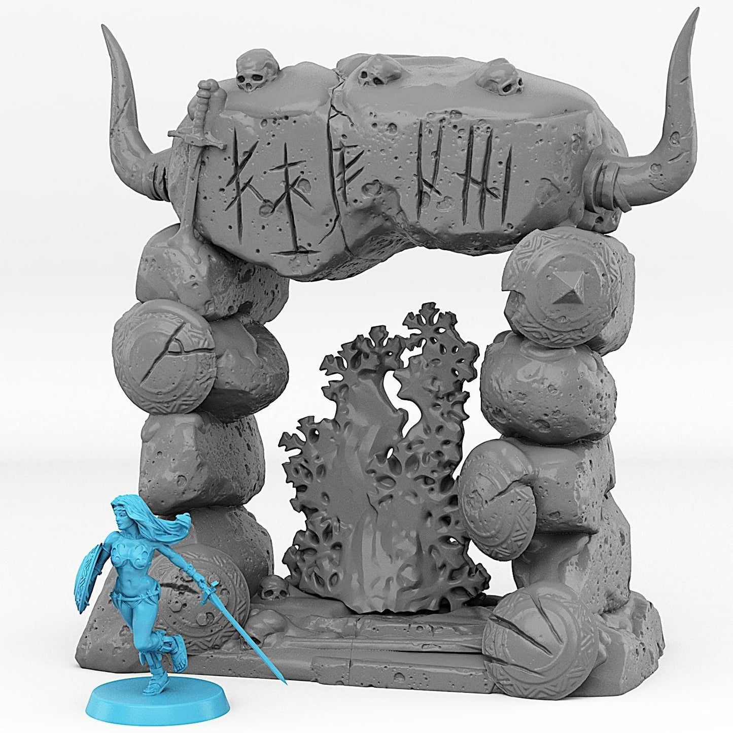 Norse Portal Miniature | Viking Snowy Effect Dungeon Ruin Terrain Prop | 28mm or 32mm Scale - Plague Miniatures