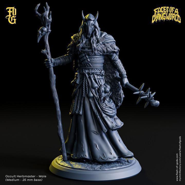 Occult Herbmaster Miniature | Wild Human Druid Figurine for MÖRK BORG | 32mm Scale - Plague Miniatures