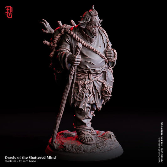Oracle of the Shattered Mind Miniature | Wanderer Wizard NPC Figurine | 32mm Scale or 75mm Scale - Plague Miniatures