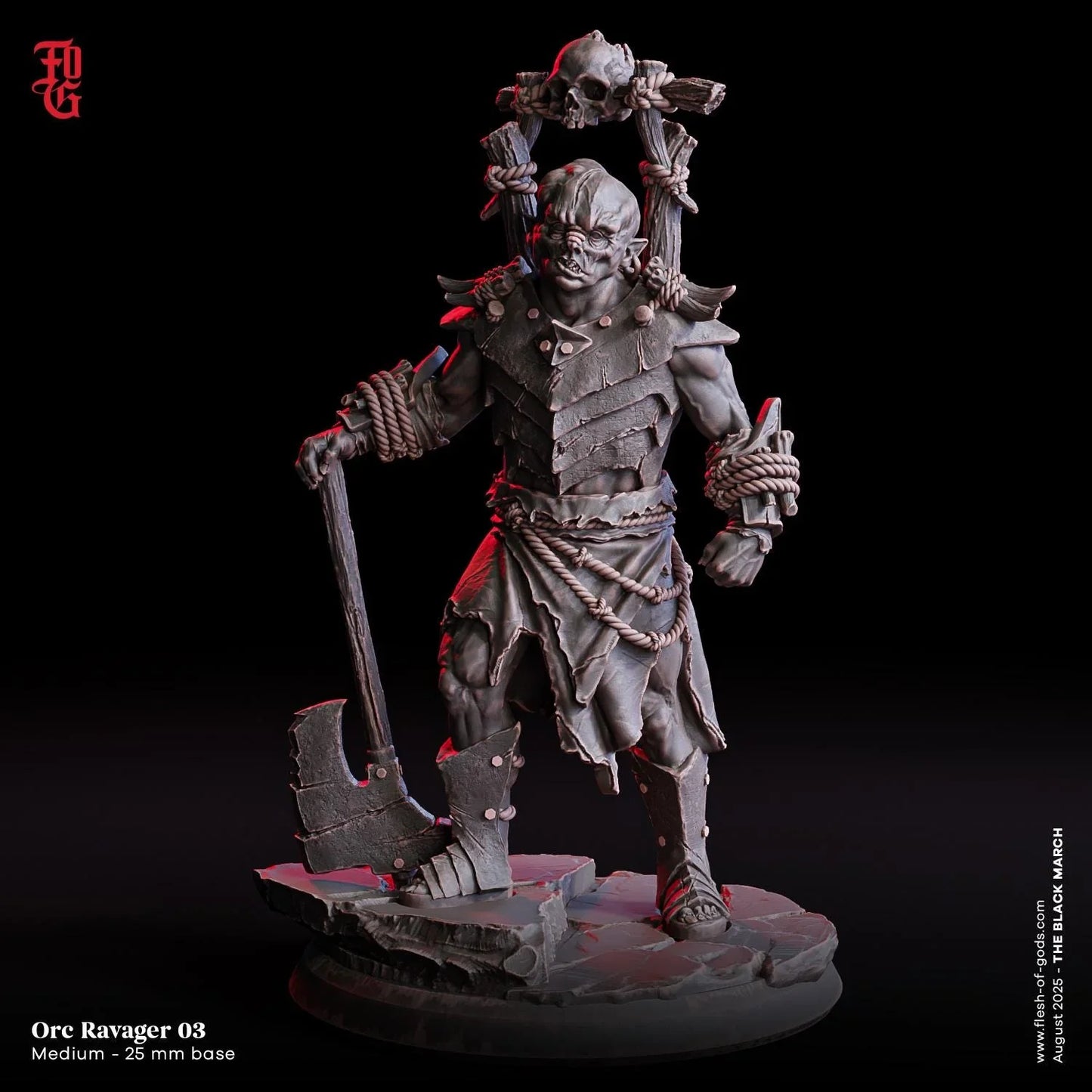 Orc Ravager Raider | Medium Orc Warrior Monster Figurine | 32mm Scale - Plague Miniatures